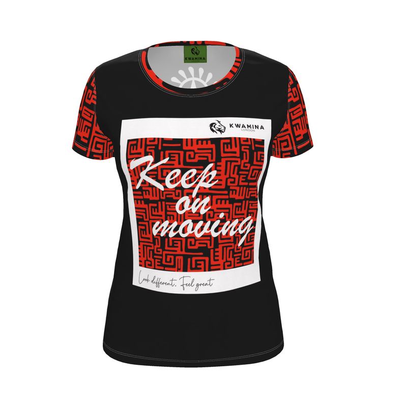 AB003 Red vibes Keep on moving Black - Womens T-Shirt