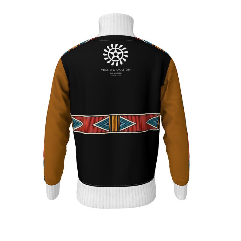 AF013 Strip Design Black/Brown - Mens Tracksuit Jacket